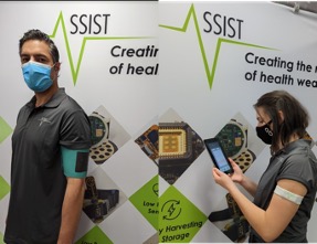 Bluetooth-enabled, wearable armband designed by ASSIST measures electrocardiogram activity.