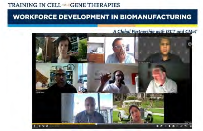 Students enrolled in the Workforce Development in Biomanufacturing program, hosted jointly by CMaT and ISCT, collaborate online.