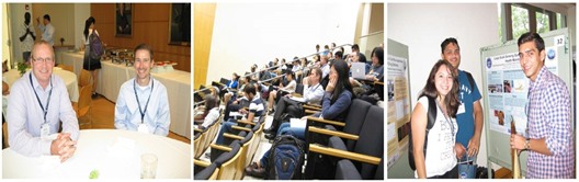 At the June Symposium are: (left) Professor Mark Zondlo with industry member Mark Phillips, Pacific Northwest National Laboratory (PNNL); and (middle) students, faculty, and industry attending technic