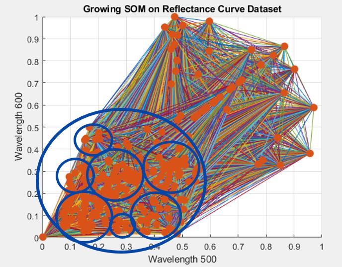 A growing self-organizing map of silicon nanostructure dataset.